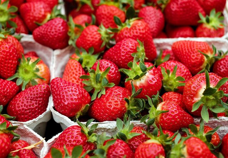 Een aardbei is rijp in de zomer en heeft een groen kroontje bij de steel, vandaar de naam zomerkoninkje.